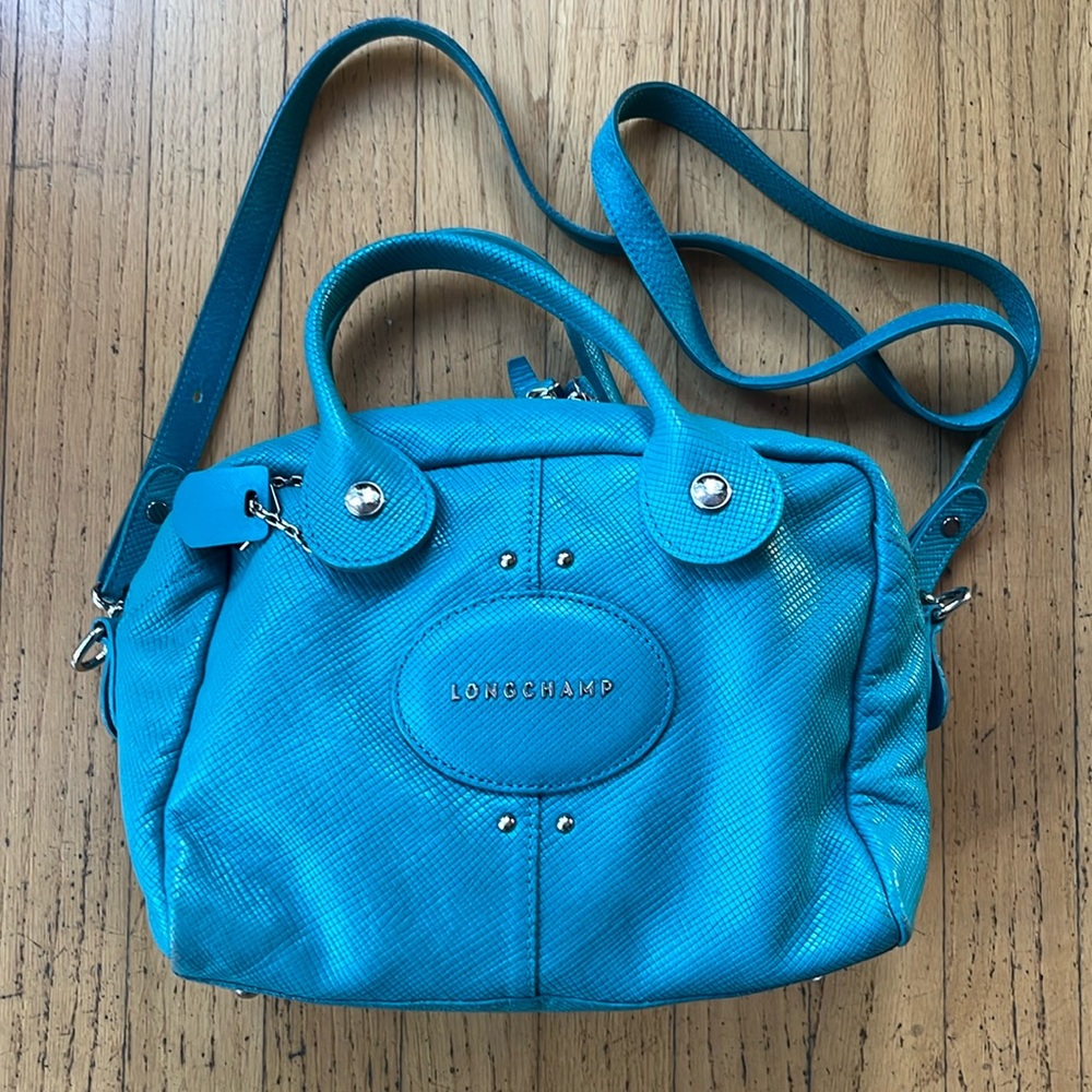 Longchamp cross body handbag in turquoise